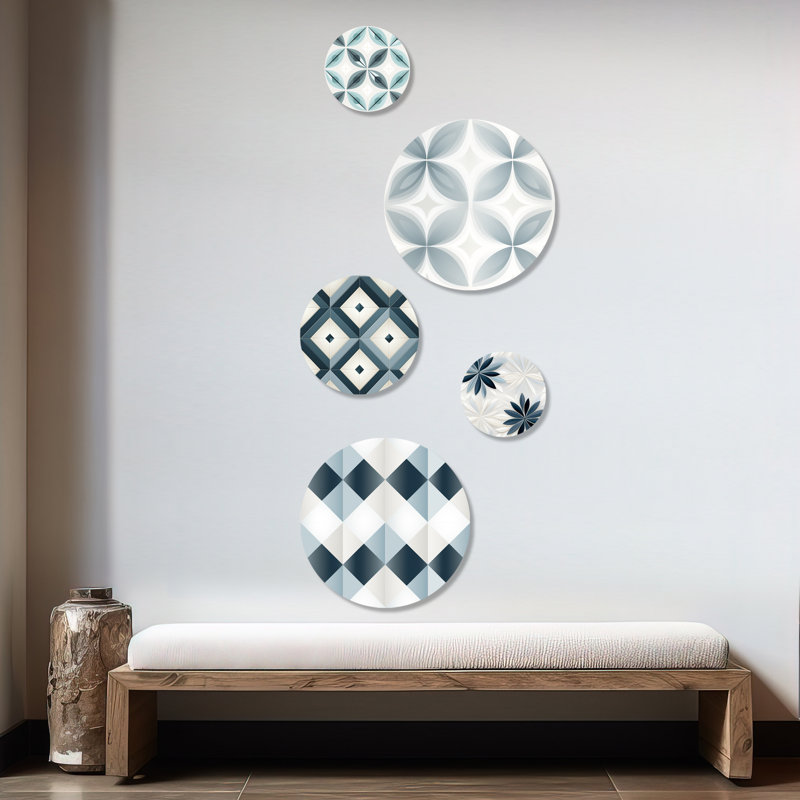 Ericksen - Ensemble d'art mural géométrique moderne rond de 5