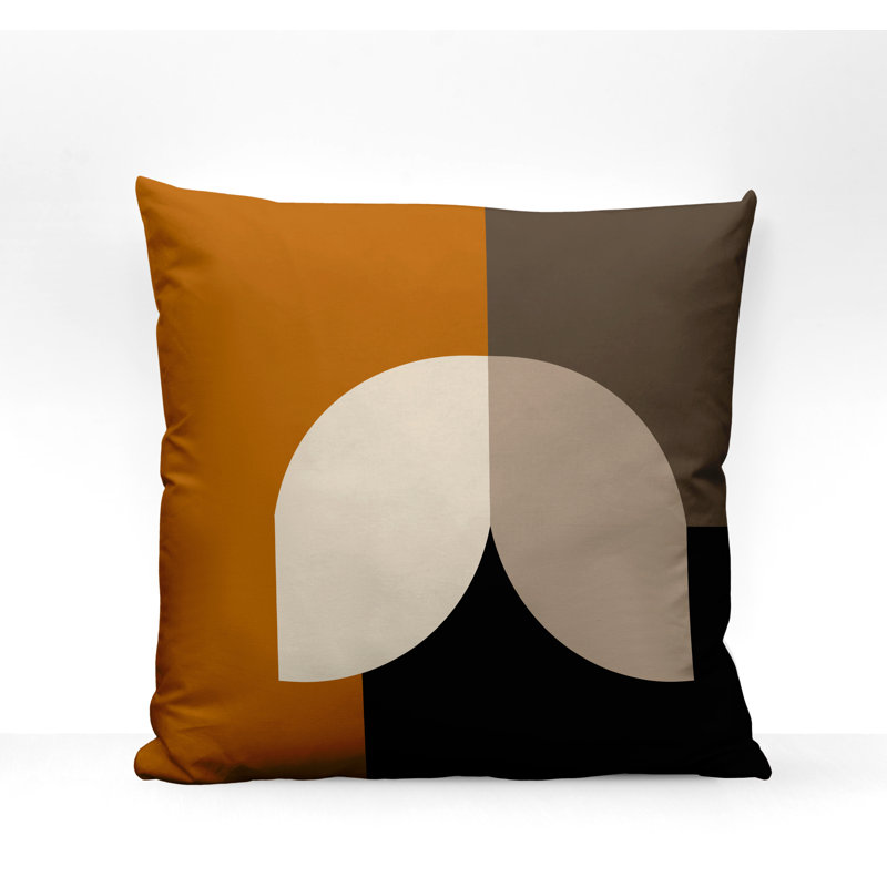 Coussin décoratif intérieur / extérieur en polyester filé Nini, 15 po x 15 po, Orange