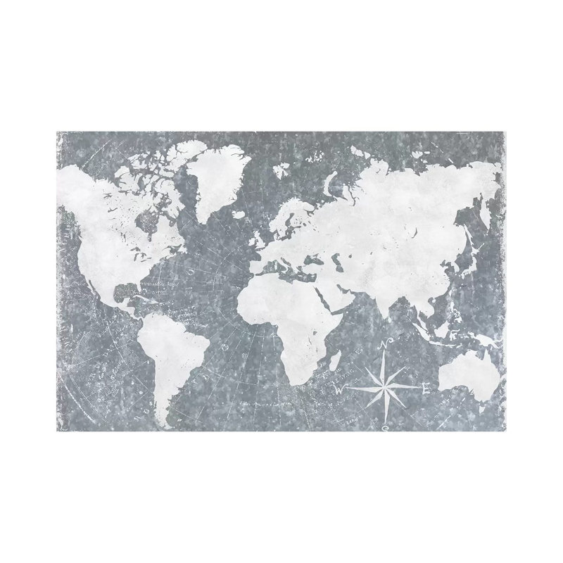 Galvanized Map - Print on Canvas, Wrapped Canvas, 45.72cm H x 66.04cm W x 3.81cm D