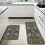 Black Daisy Floral Kitchen Mats, Set Of 2 Traditional Rugs For Kitchen & Hallway
