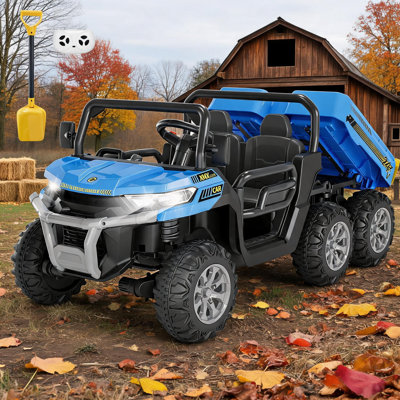 Camion à benne électrique 24 V pour enfants, UTV électrique 4x4 avec télécommande, véhicule 2 places pour enfants, camion tout-terrain 4x4, batterie rechargeable, benne basculante fonctionnelle, jouet d'aventure en plein air, cadeau idéal pour les enfants.