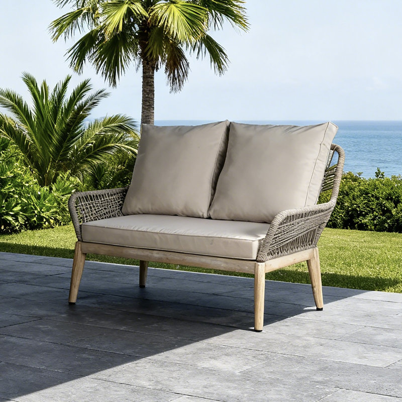 Causeuse d'extérieur avec coussins 49,6 po Acacia
