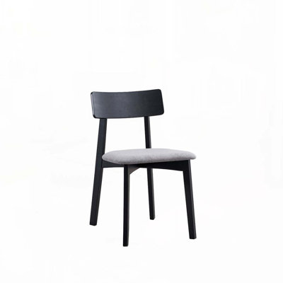 Chaise rembourrée en lin avec dossier, 4 pieds