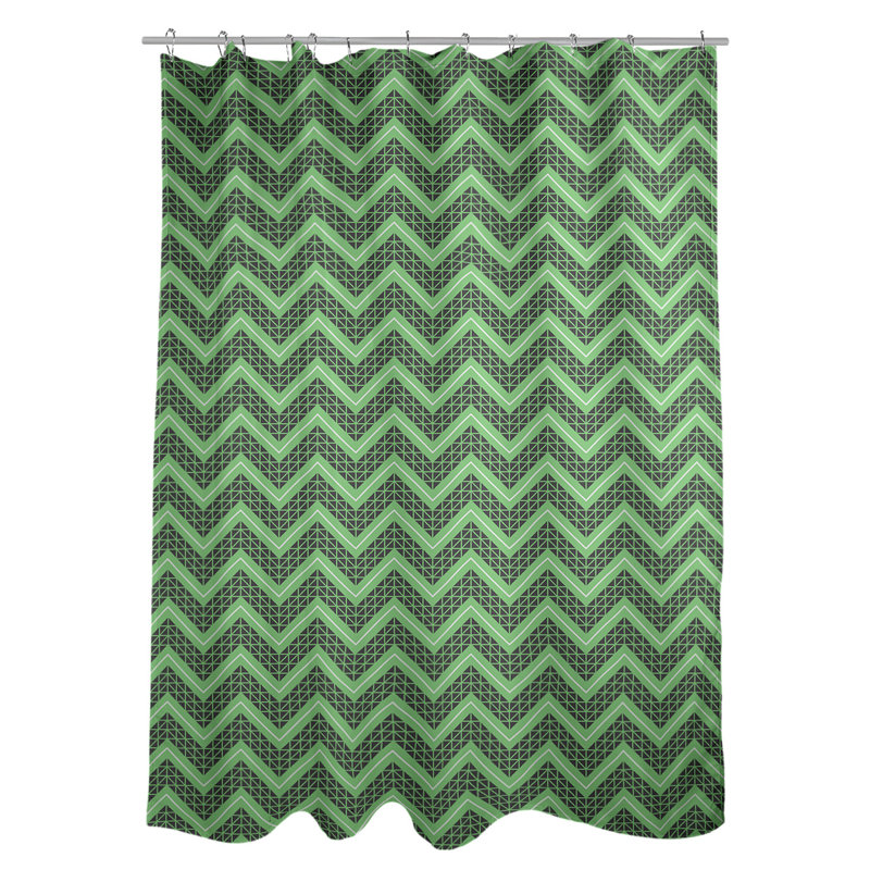 Rideau de douche simple à chevrons à la main classic, Vert