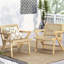 2 fauteuils club d'extérieur - Support en bois brun résistant à l'usure - Paquet de 2