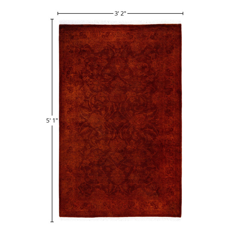 Overdyed One-of-a-Kind 3' 2" X 5' 1" Hand Knotted Area Rug