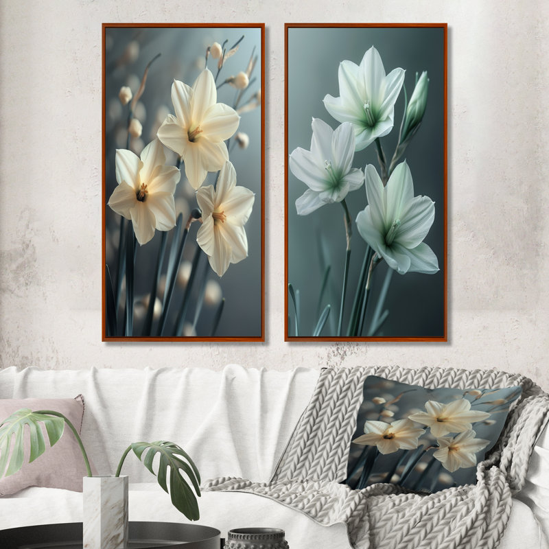 Gouveia - Ensemble de 2 jonquilles murales, Brun, H 28 po x l 24 po, Impression encadrée