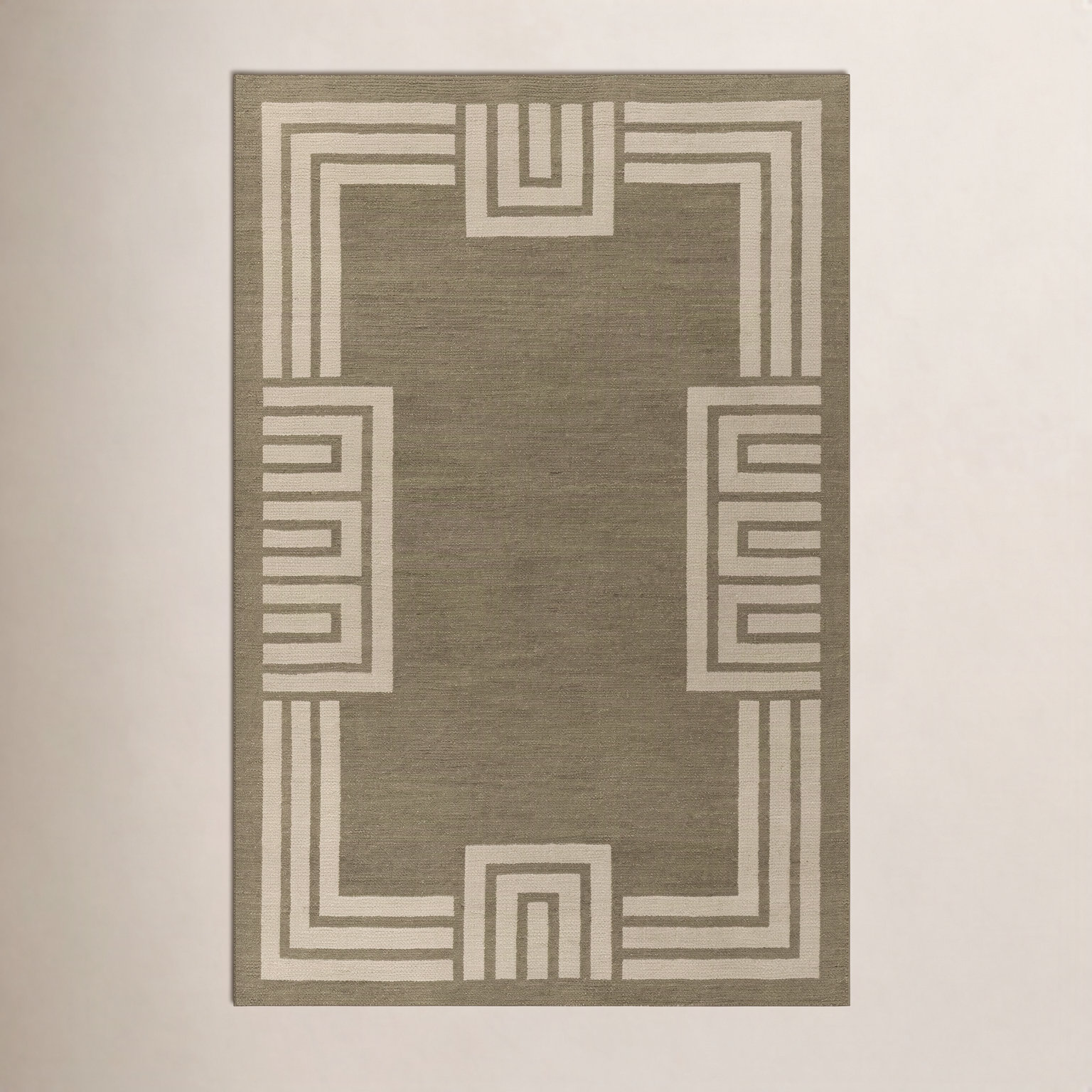 Theresa Green Hand-Woven Geometric Wool Rug, 9' X 12'