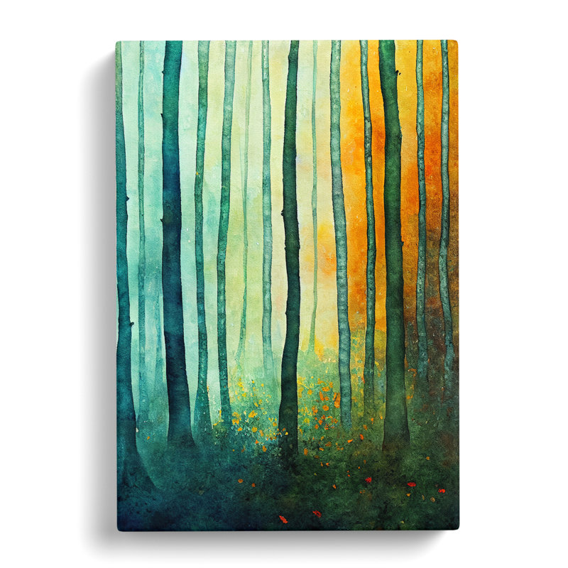 A Watercolour Forest No.1 - Wrapped Canvas Painting, 60cm H x 40cm W x 3cm D