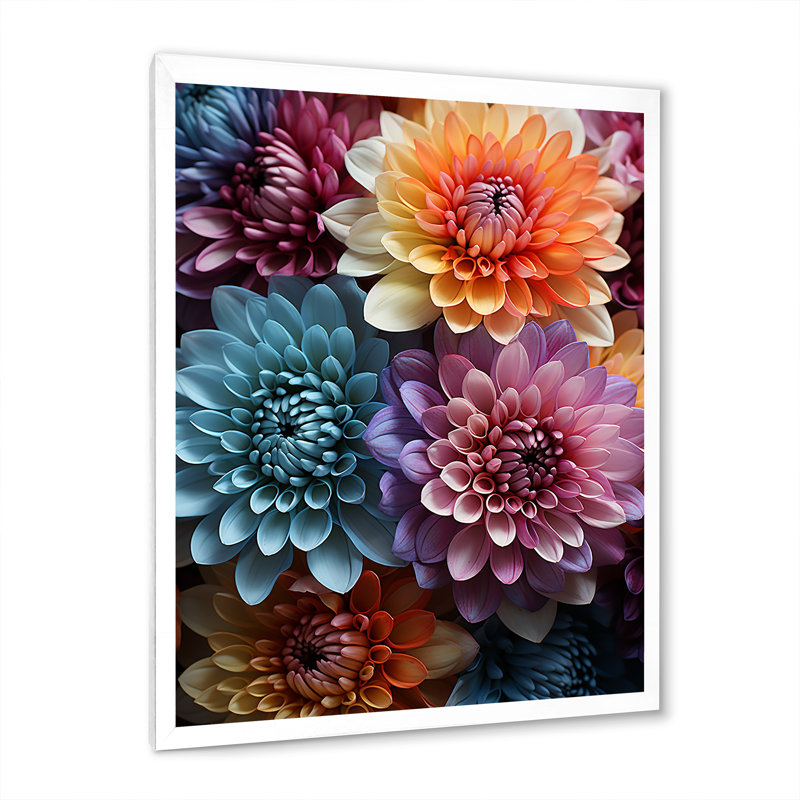 «Colorfull Mums Serene II», reproduction sur toile, Cadre simple blanc, H 40 po x l 30 po x P 1,5 po