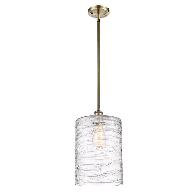 Luminaire suspendu tambour simple à 1 lumière Malcolm, Laiton antique, H 14 po x l 9 po x P 9 po