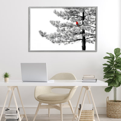 Cardinal dans un arbre d'hiver Stark, estampe numérique, design par Steve Toole
