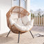 Fauteuil œuf en osier pour patio avec coussin-6438585