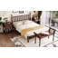 Ensemble de chambre à coucher de style rétro 4 pièces, grand lit plateforme avec tête de lit en forme de gourde, table de chevet et banc avec pieds tournés-1787215455-1795262455