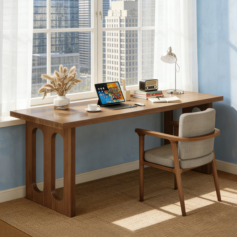 Modern Rectangular Solid Wood Writing Desks, 29.52" H x 70.86" W x 23.62" D