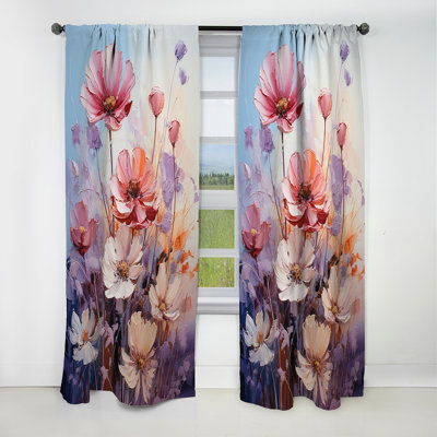 Pink Wildflowers Romantic Impression - Wildflowers Floral Blackout Curtain - 1 Panels