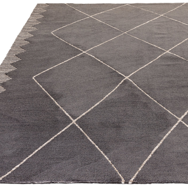 Clemones Diamond Black Area Rug, Rectangular 200 x 290cm