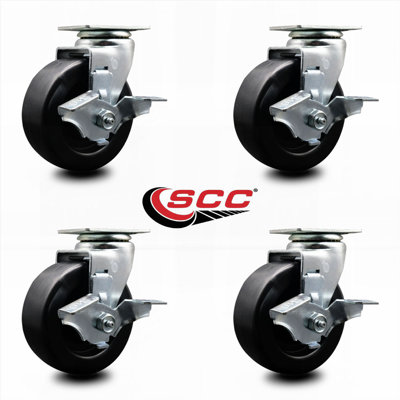 Polyolefin Swivel Caster with Ball Bearings and Brakes
