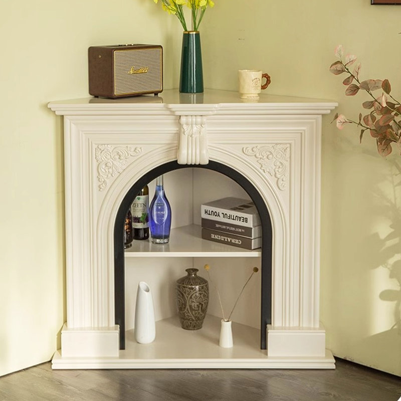 Armoire décorative de coin en forme de foyer triangulaire de style français, H 39,37 po x l 33,46 po x P 23,62 po