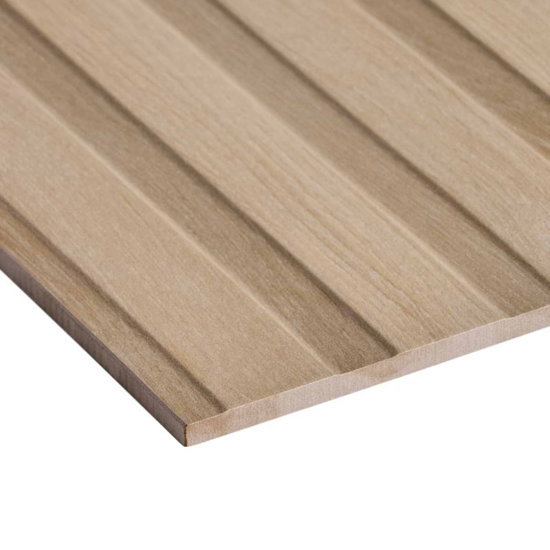 Nobu 24x48 Wood Look Matte Fluted Porcelain Tile, Almond
