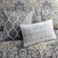 Housse de couette 5 pièces en coton gris pour lit très grand avec fermeture à boutons et coussins décoratifs de taille décorative brodée