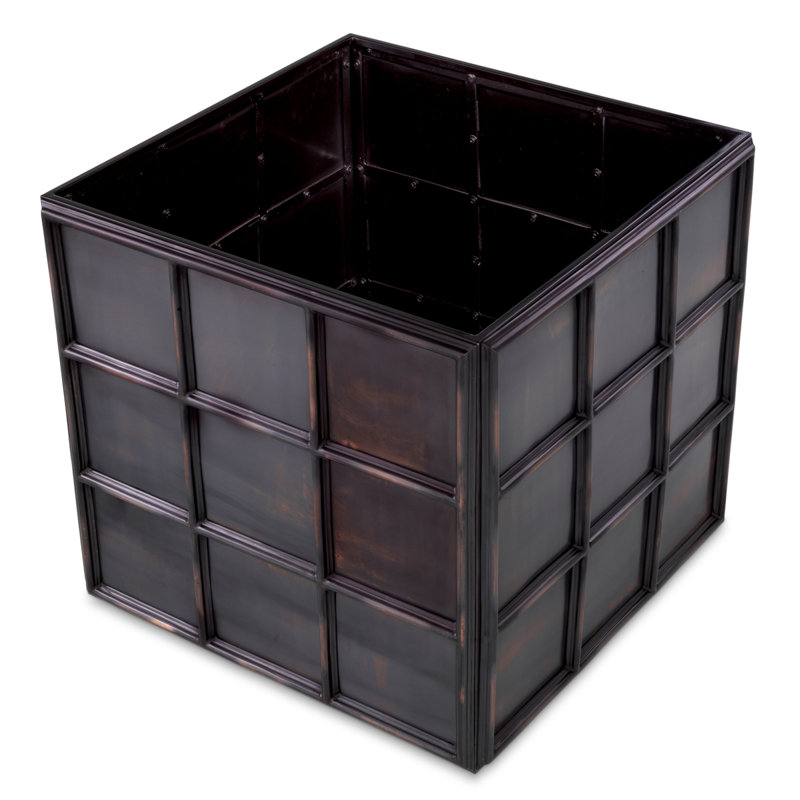 Grid Handmade Metal Planter, Vintage Brass, 28.15" H x 31.1" W x 31.1" D