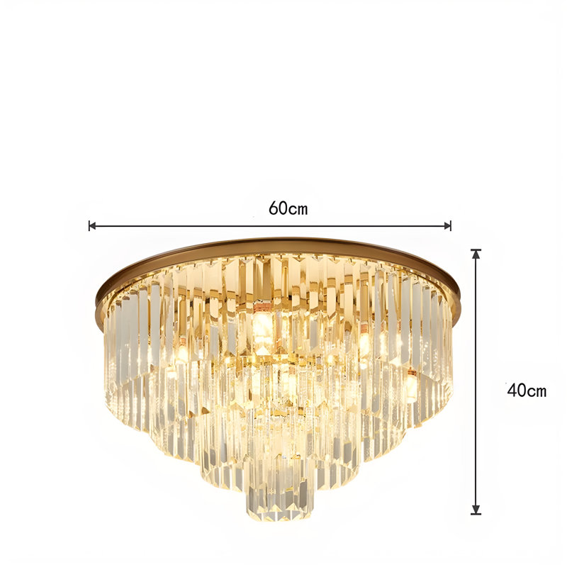 Gold Crystal Chanedlier- 3Tier Crystal Ceiling Light-Retro Light Fixture