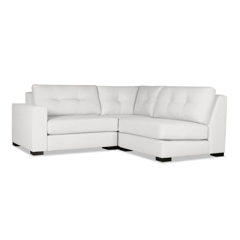Canapé modulaire Seda, 100 % lin blanc cassé, Orienté vers la gauche