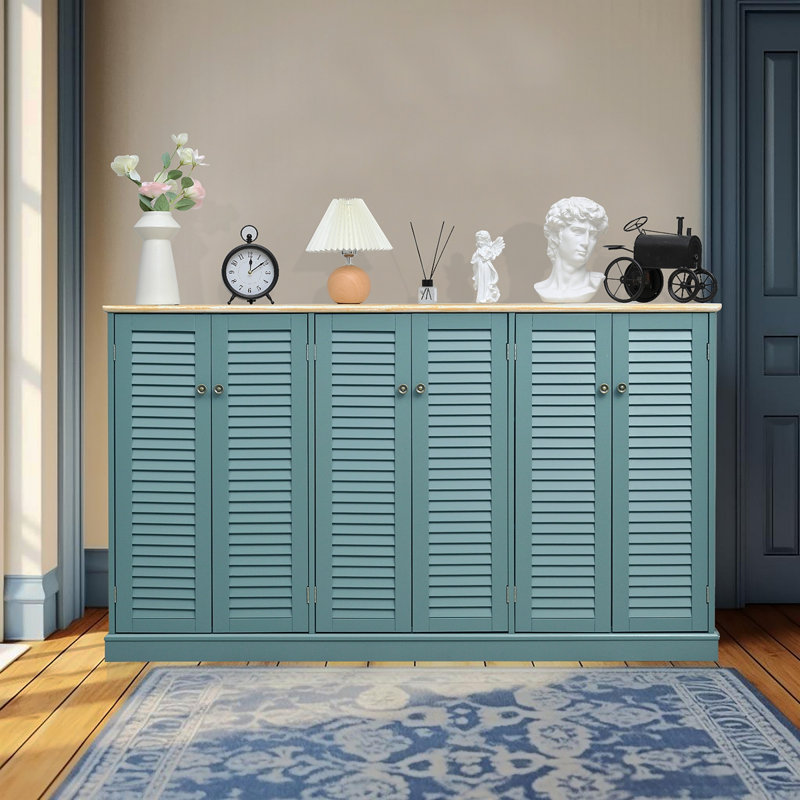 Buffet de rangement Dowlvn Farmhouse Buffet, Sarcelle