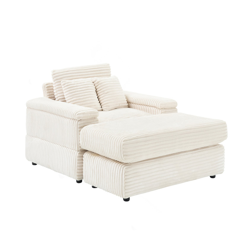 Canapé simple en velours côtelé de 42,52 pouces avec un oreiller, deux coussins décoratifs, un design épuré et des couleurs vives qui s'harmonisent parfaitement avec le décor, beau et pratique