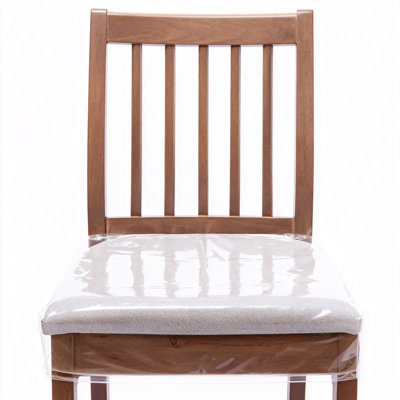 Plastic Dining Chair Seat Covers, Adjustable Belt Strap Slipcovers, Set Of 4 (Clear)