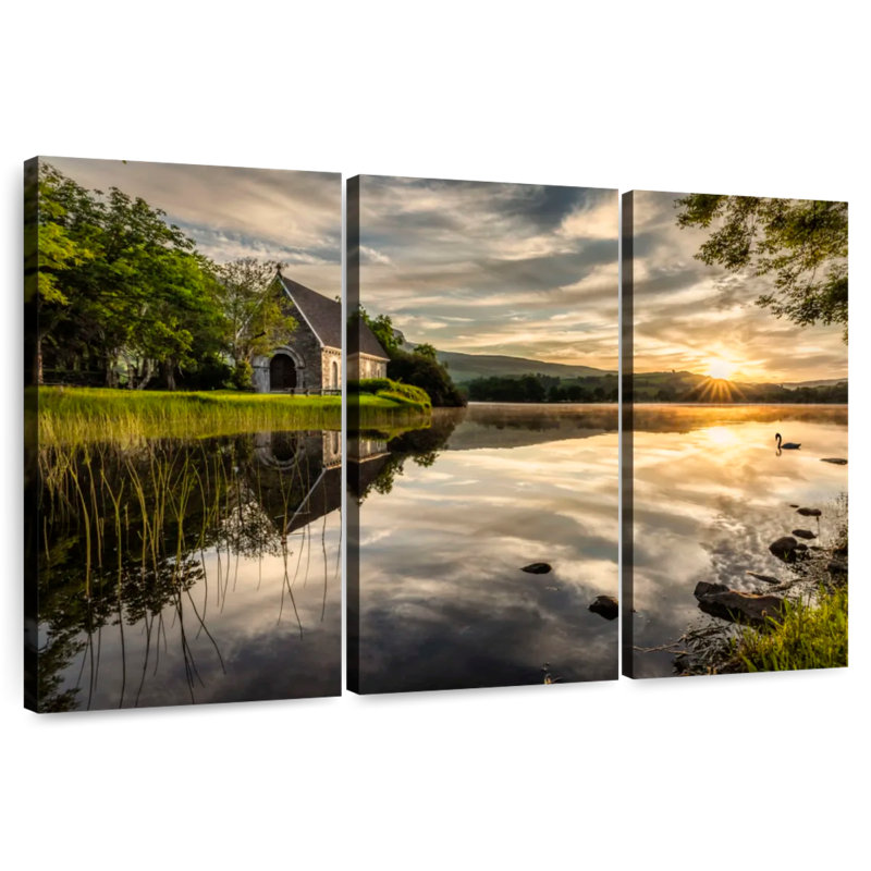 Adella Gougane Barra Lake Church Sunrise, H 36 po x l 57 po