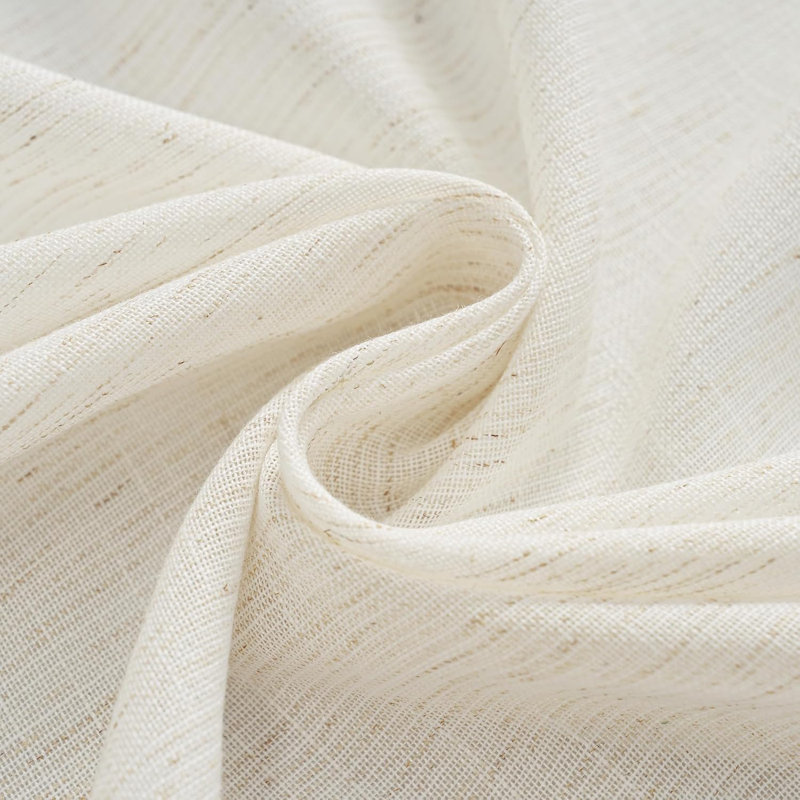 NICETOWN Sheer Linen Curtains Length for Bedroom Living Room 2 Panels, Ivory Rod Pocket & Back Tab Semi Sheer Drapes Privacy Semitransparent Farmhouse Window Treatment