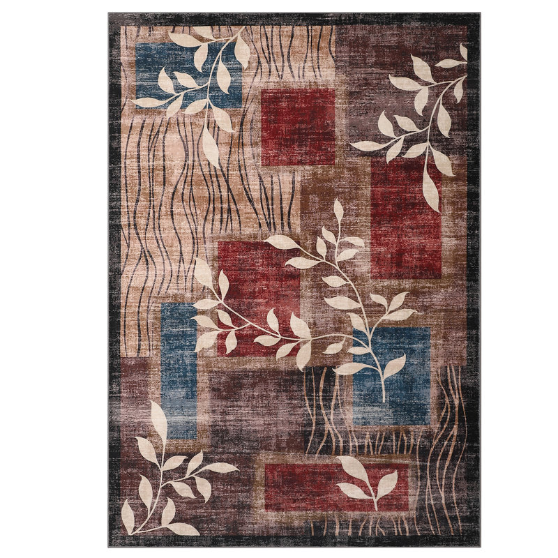 Modern Floral Area Rugs for Living Room Washable Rugs Rugs for Bedroom Dining Room or Home Office Non-Slip Backing Stain Resistant Home Decor Rug