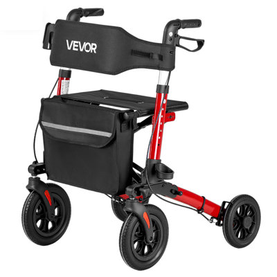 Déambulateur à roulettes avec siège pour personnes âgées, déambulateur 3 fois ultra compact, aide à la mobilité légère en aluminium avec roulettes en polyuréthane, poignée réglable, porte-gobelet et canne - peut supporter 300 lb