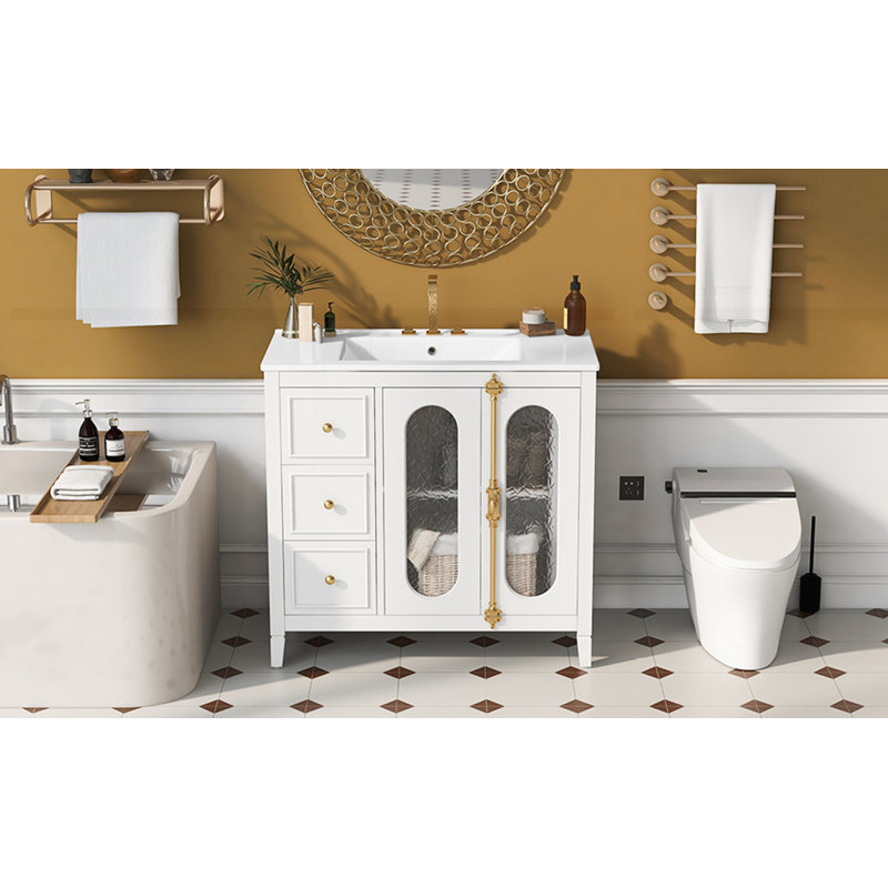 Meuble-lavabo 36 po avec 2 portes à fermeture douce