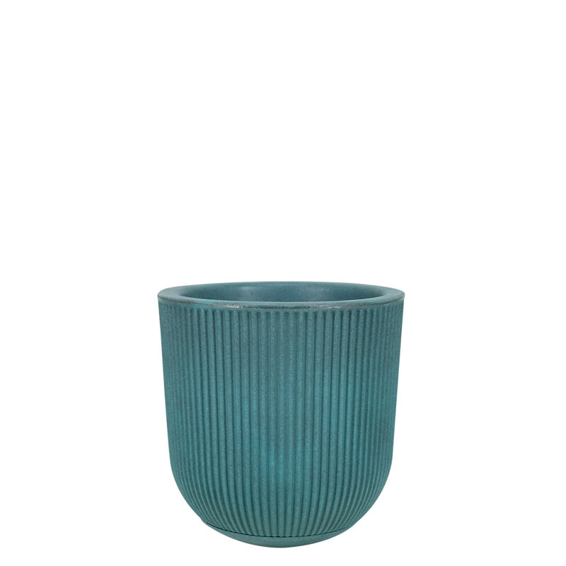 Ciya ECOBO Eco-Friendly Round Pot Planter, Garoa Indoor/Outdoor Four Season Use, Turquoise, 11.4" H x 11.4" W x 11.4" D
