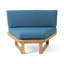 Chaise de coin Holubov + table basse, bleu sarcelle - coussins résistants à l'eau, bois d'acacia durable