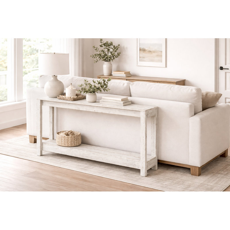 Console en bois massif 60 po Collins, Ferme blanche