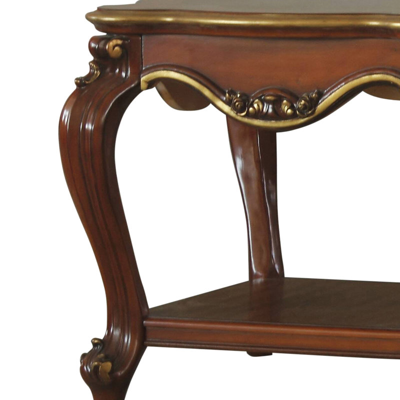 Table de bout carrée en chêne miel avec tablette de rangement Enticing
