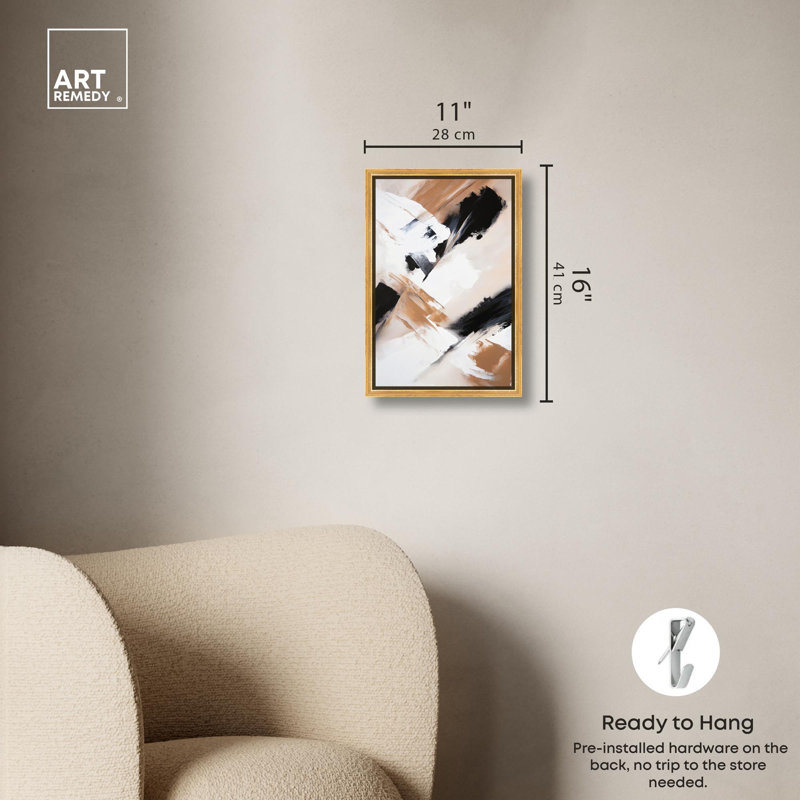 Toile sable et sable II par Art Remedy, Cadre flottant, H 16 po x l 11 po, Black