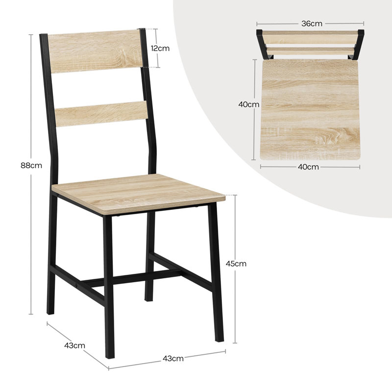 45cm H Metal Slat Back Parsons Chair, Light Oak