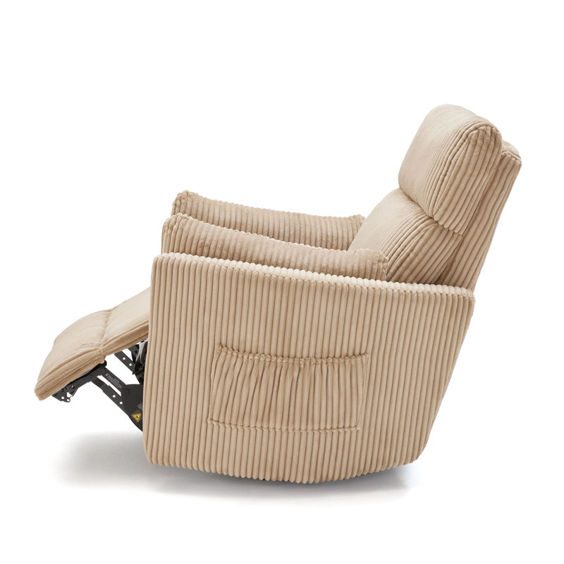 Fauteuil inclinable électrique en velours côtelé de 36,6 po de largeur avec port USB, Kaki