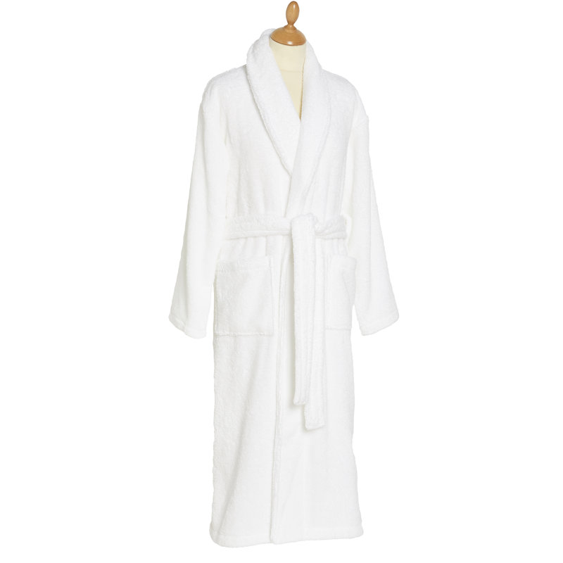 Lanz Velour Unisex Mid-Calf Bathrobe with Pockets, 124cm H x 54cm W x 54cm D, White