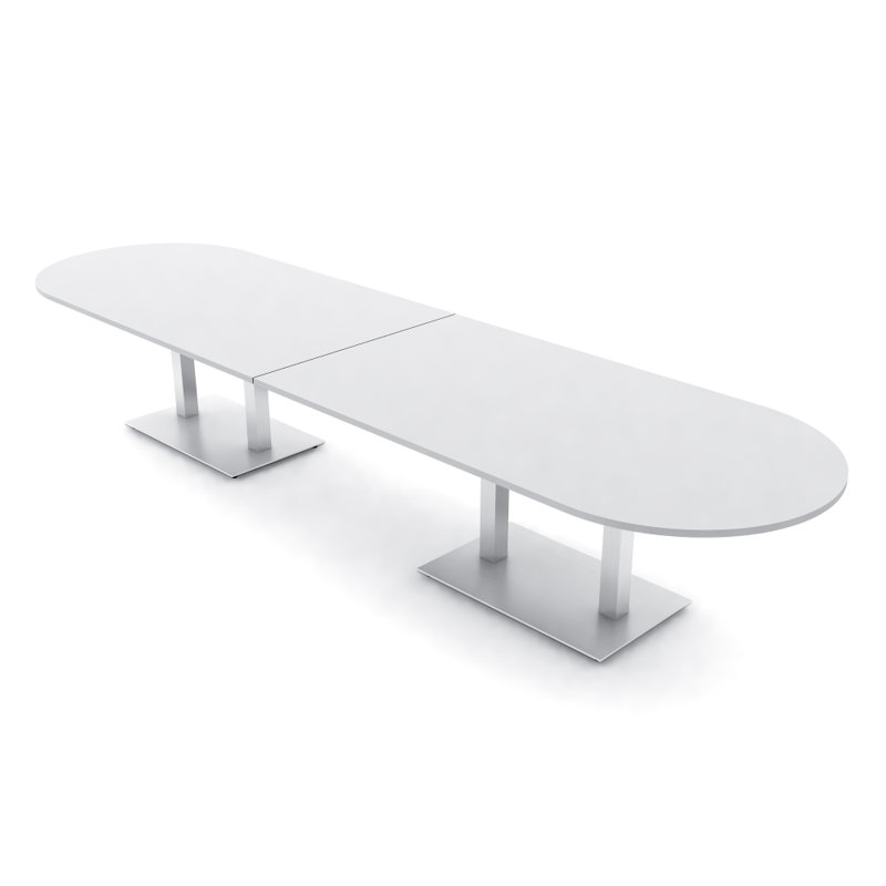 Table de conférence Racetrack, Noir mat, L 168 po x l 48 po, Blanc classique