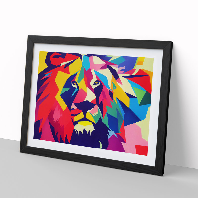 Abstract Lion Vol.2 - Framed Print, Black, 46cm H x 64cm W x 2cm D