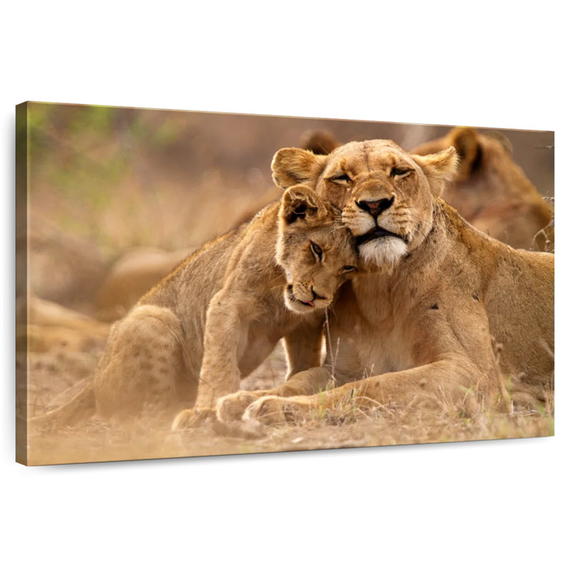 Lioness And Cub, 20" H x 30" W