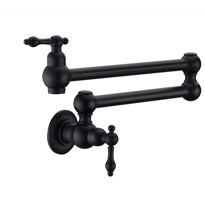 Pot Filler Faucet Wall Mount, Matte Black Finish, Double Jointed Swing Arms, Scratch , Rust , 100% Brass For Use Mounted, Joint Proof, Distinguishing