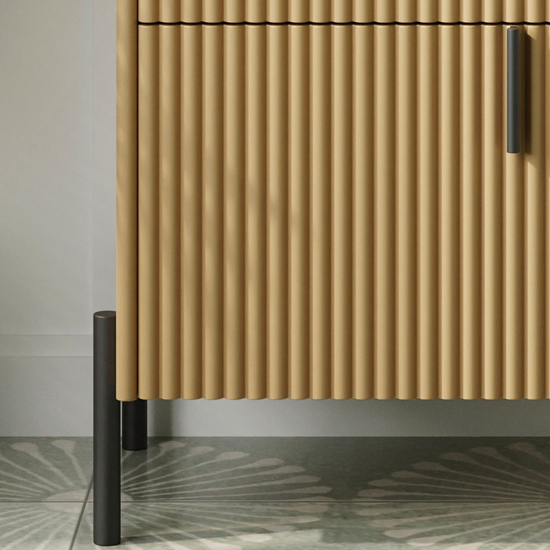 Meuble-lavabo autoportant de 30 po avec lavabo en céramique muni de poignées verticales et de tiroirs pleine extension