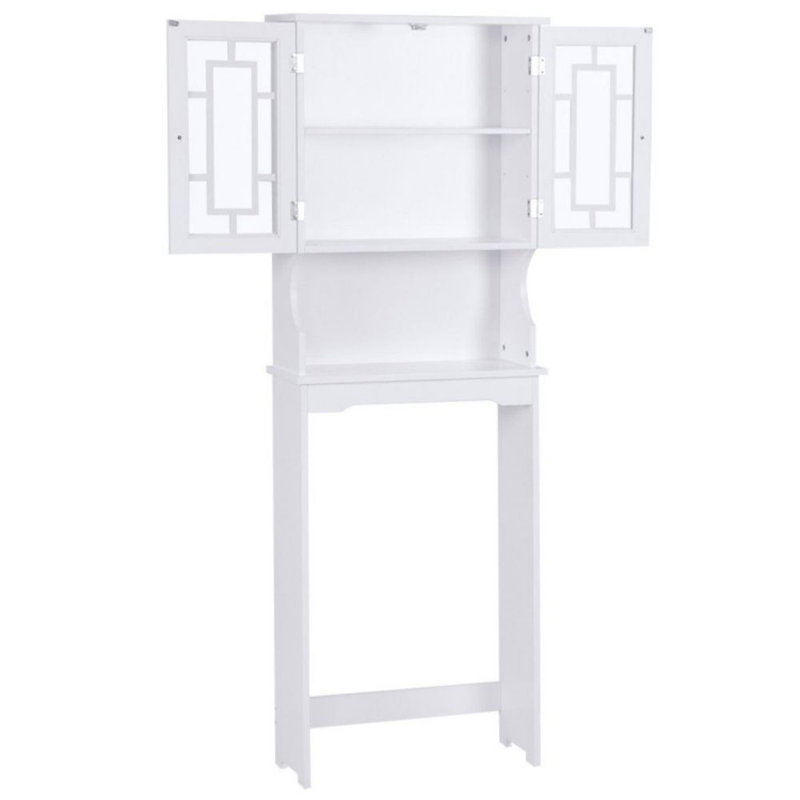 Rangement de salle de bain Red Barrel Studio avec tablettes réglables et portes, Blanc